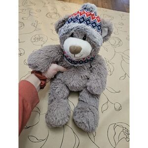 St. Jude HARPER Bear Plush Gray Teddy Gentle Treasures Nordic Hat Winter Scarf